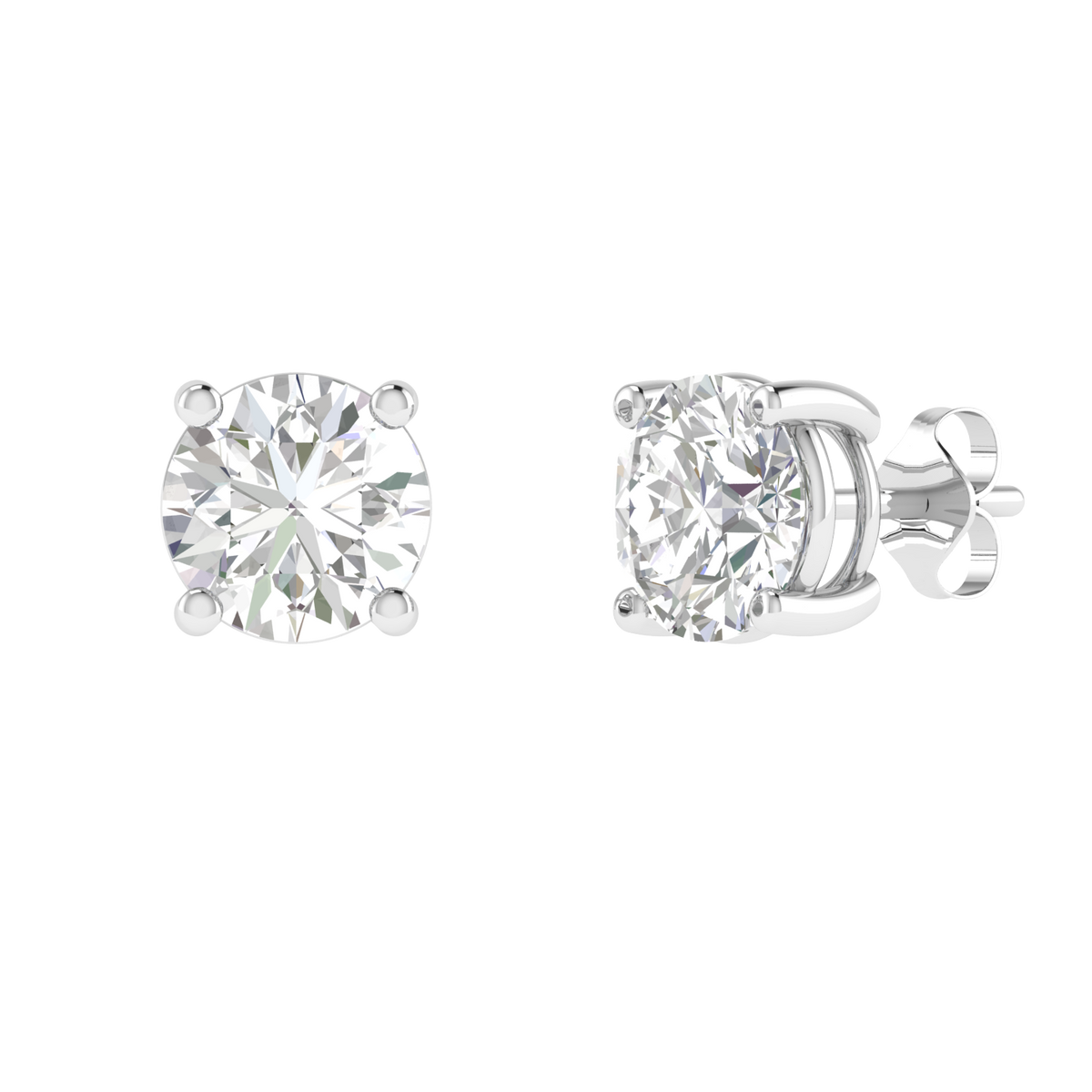 multipurpose round solitaire earrings - White