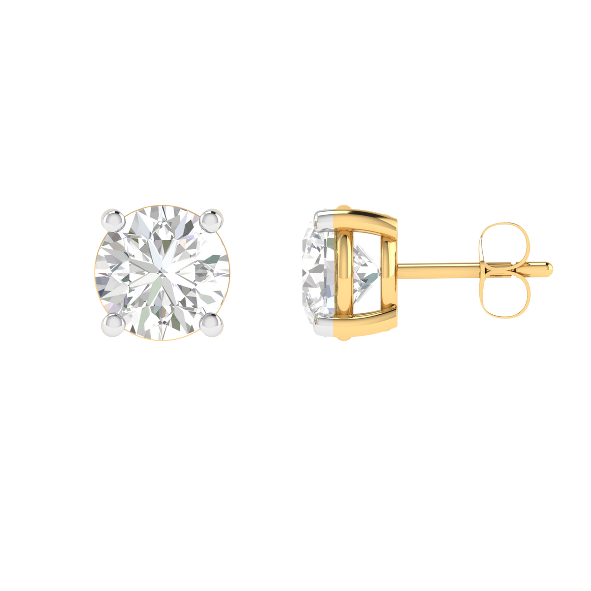 multipurpose round solitaire earrings - Gold
