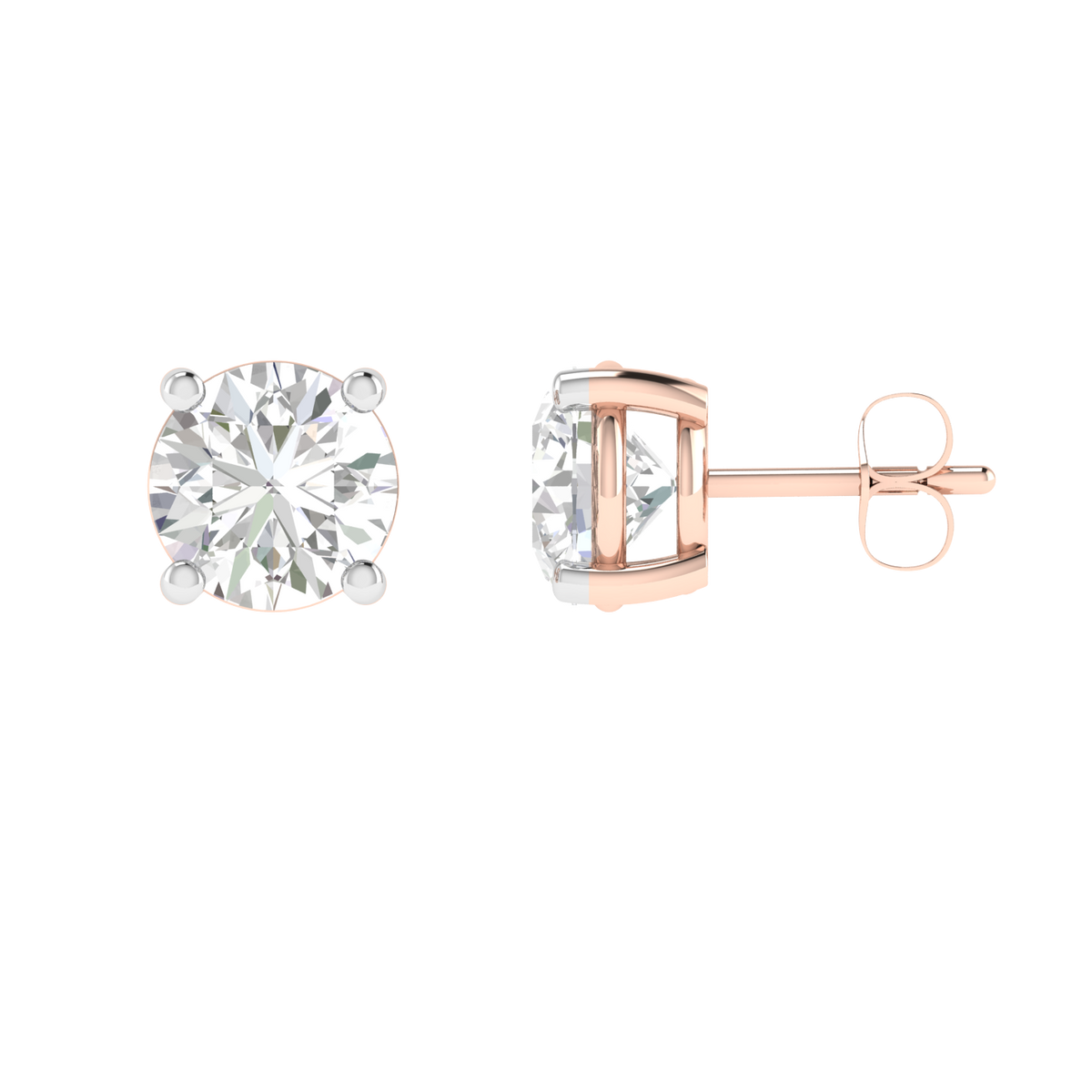 multipurpose round solitaire earrings - Rose