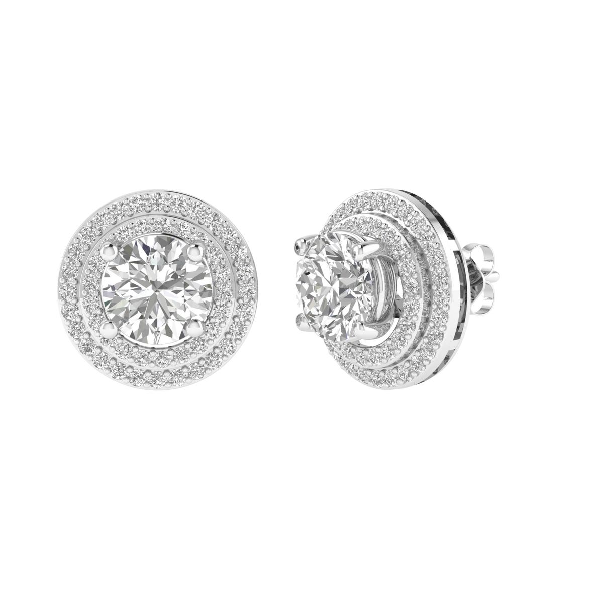 multipurpose round solitaire earrings - White