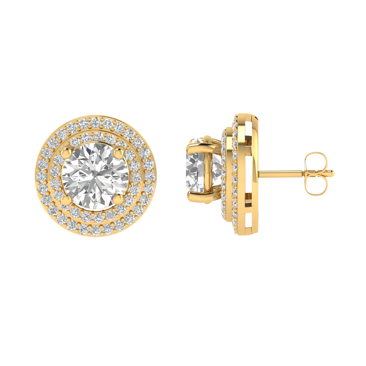 multipurpose round solitaire earrings - Gold