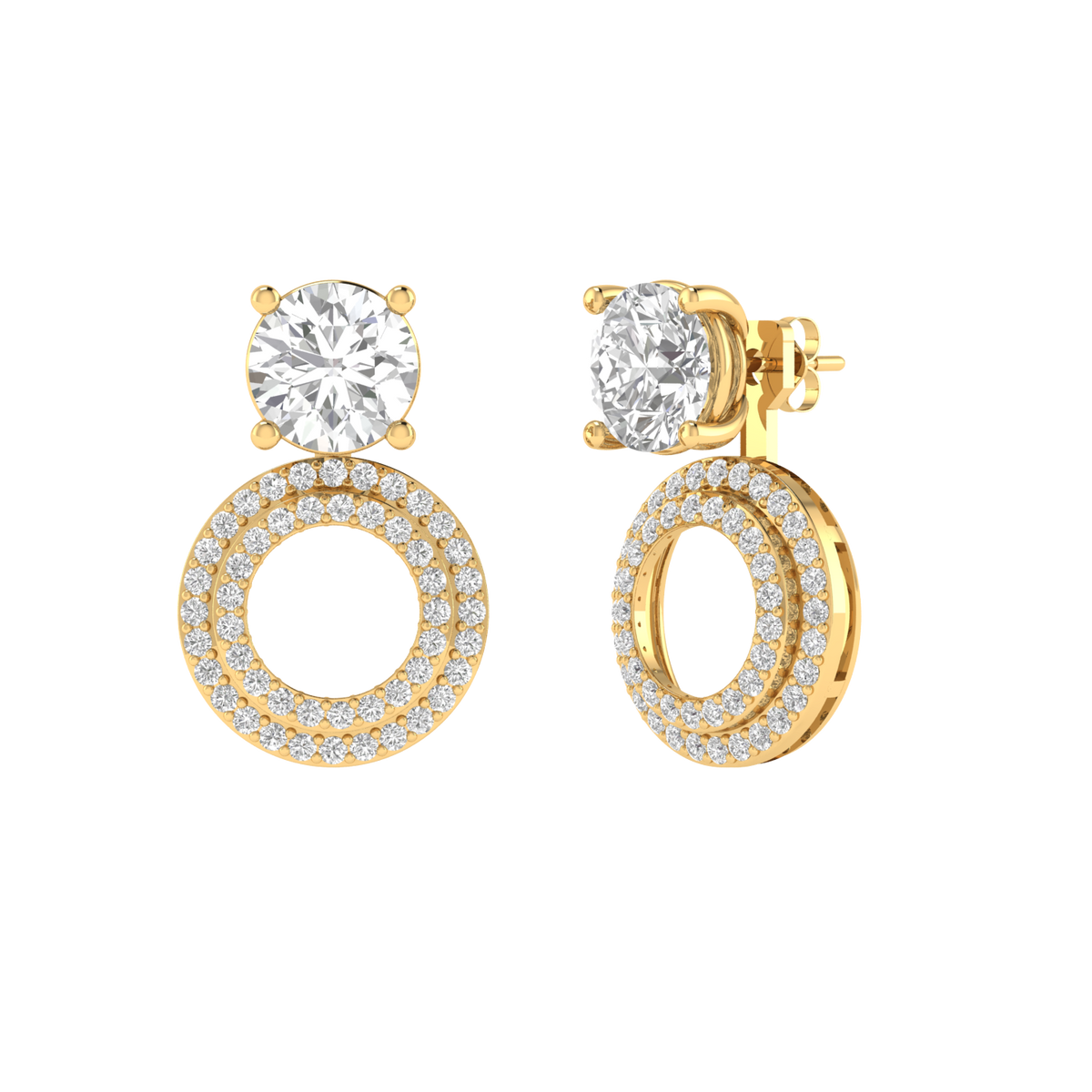 multipurpose round solitaire earrings - Gold