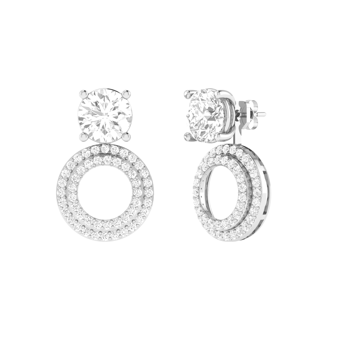 multipurpose round solitaire earrings - White