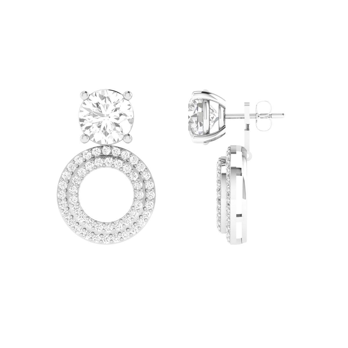multipurpose round solitaire earrings - White