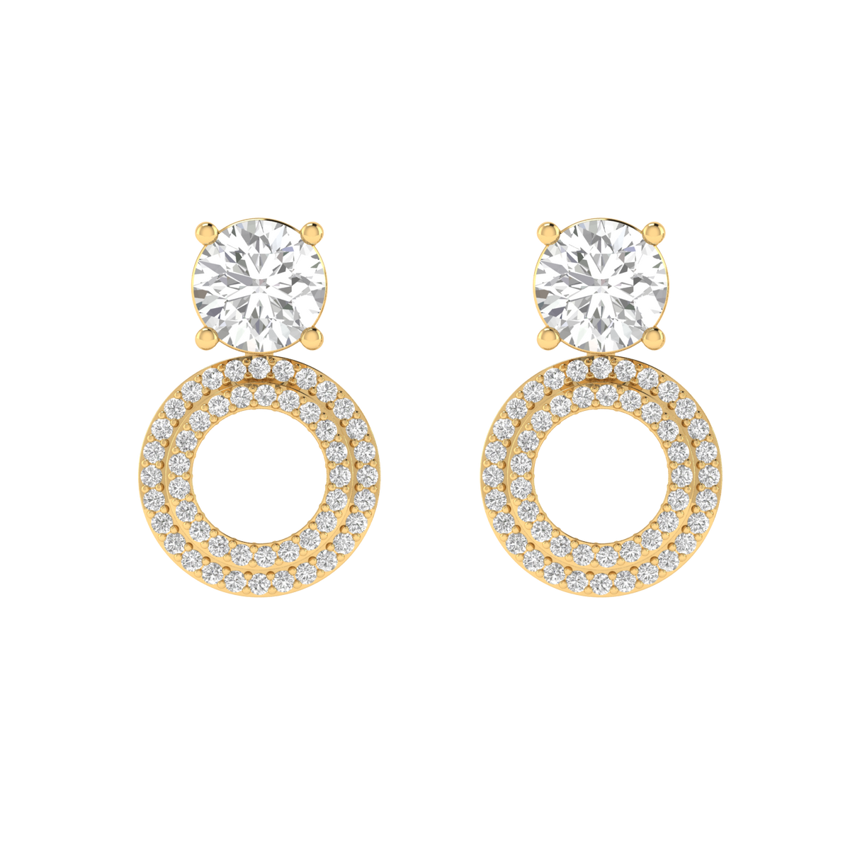 multipurpose round solitaire earrings - Gold