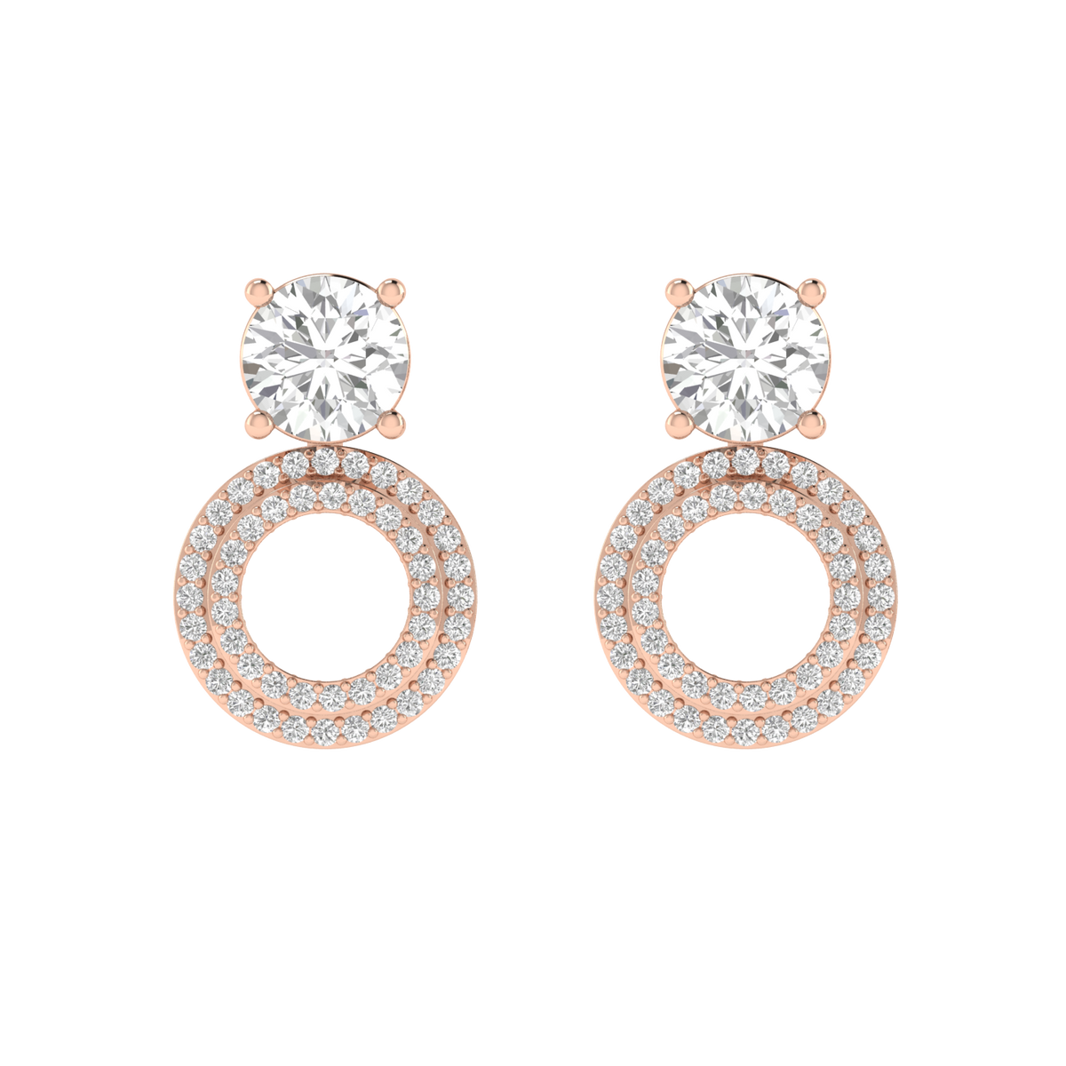 multipurpose round solitaire earrings - Rose