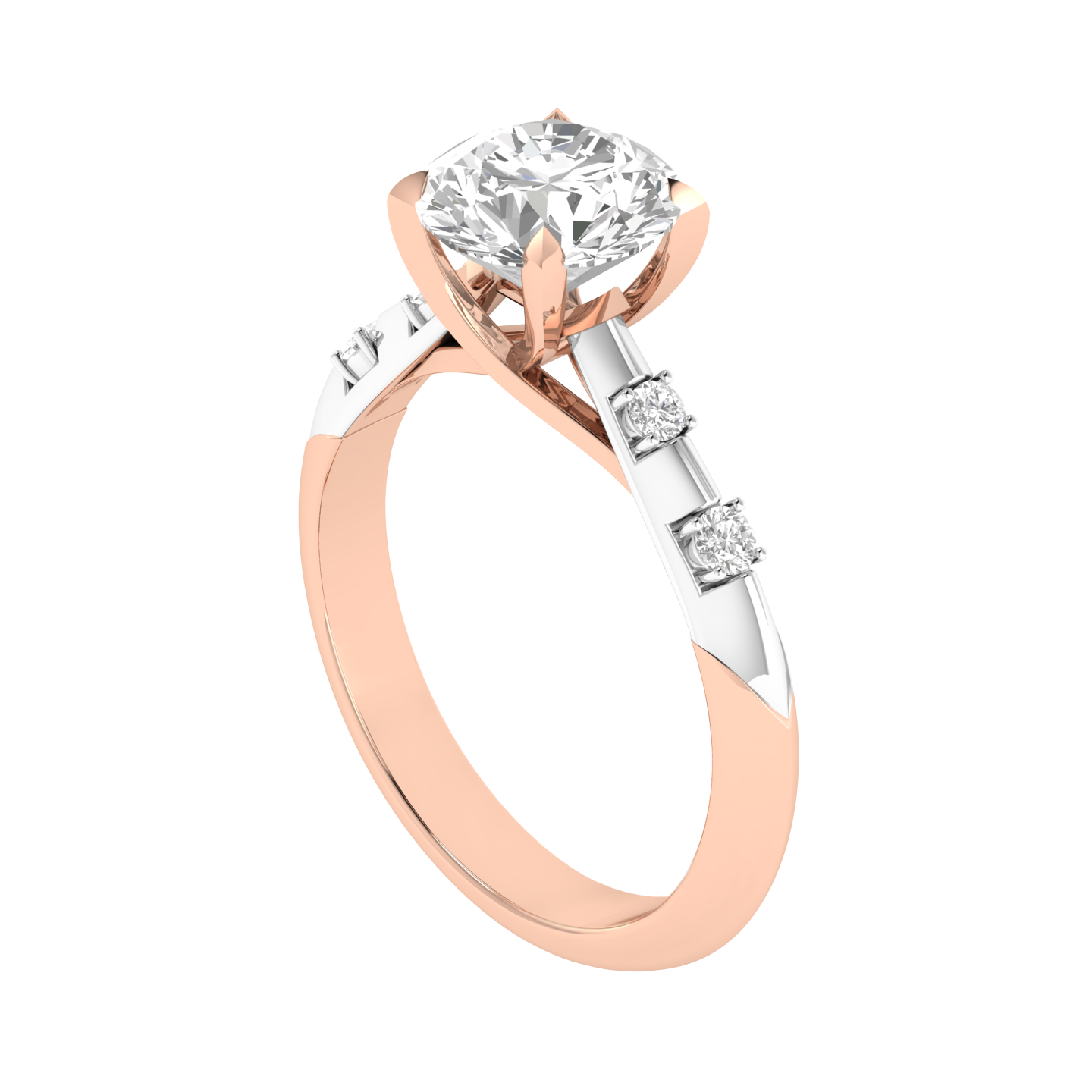 Multitone Round Diamond Ring - Rose