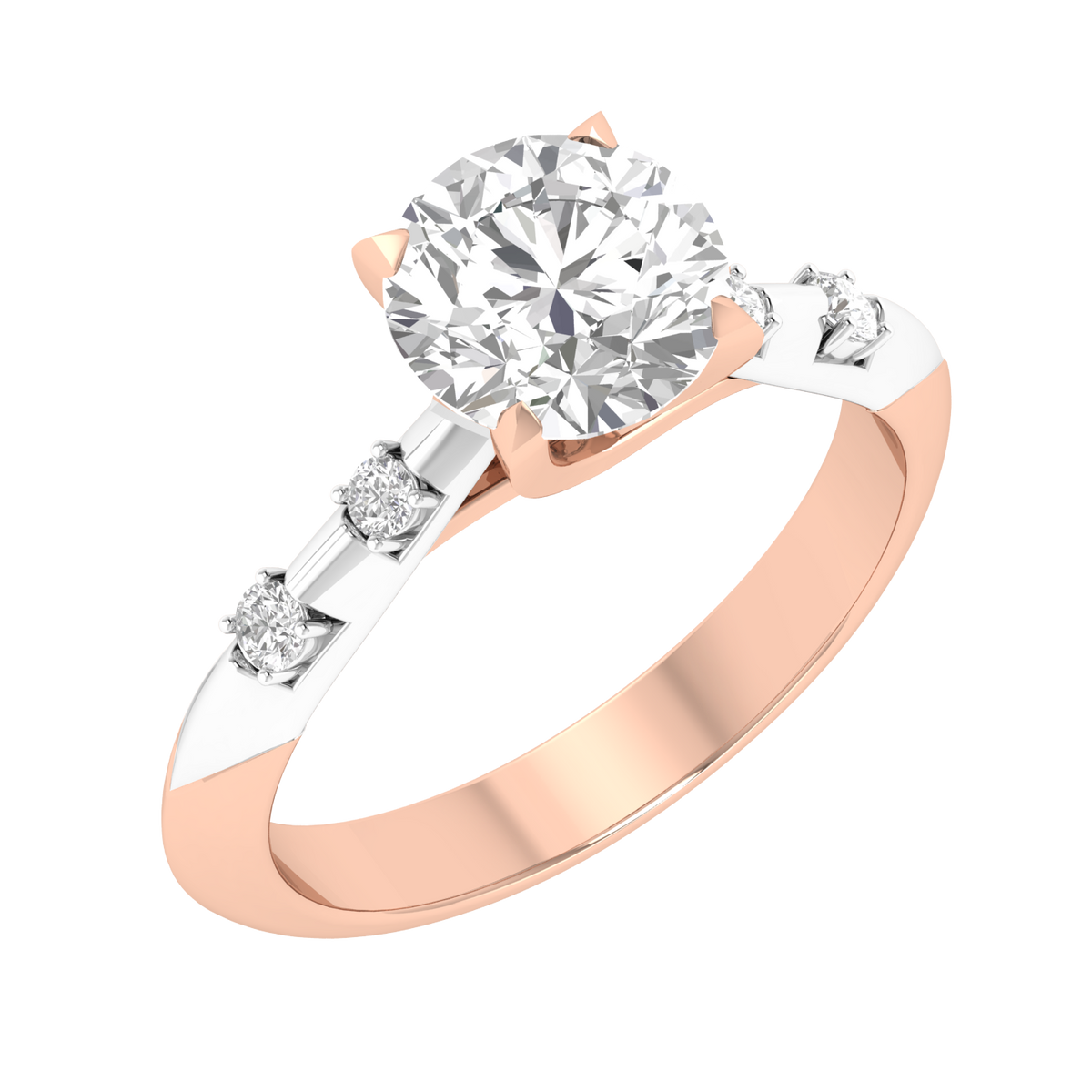 Multitone Round Diamond Ring - Rose