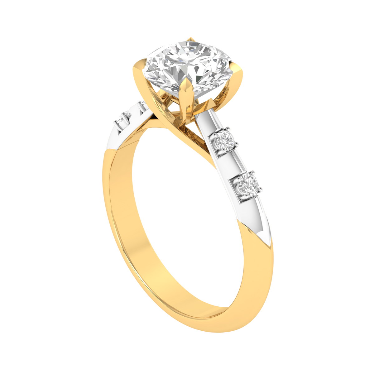 Multitone Round Diamond Ring - Gold
