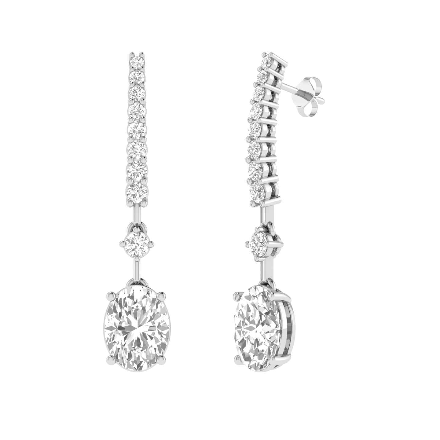oval dangler earrings - White