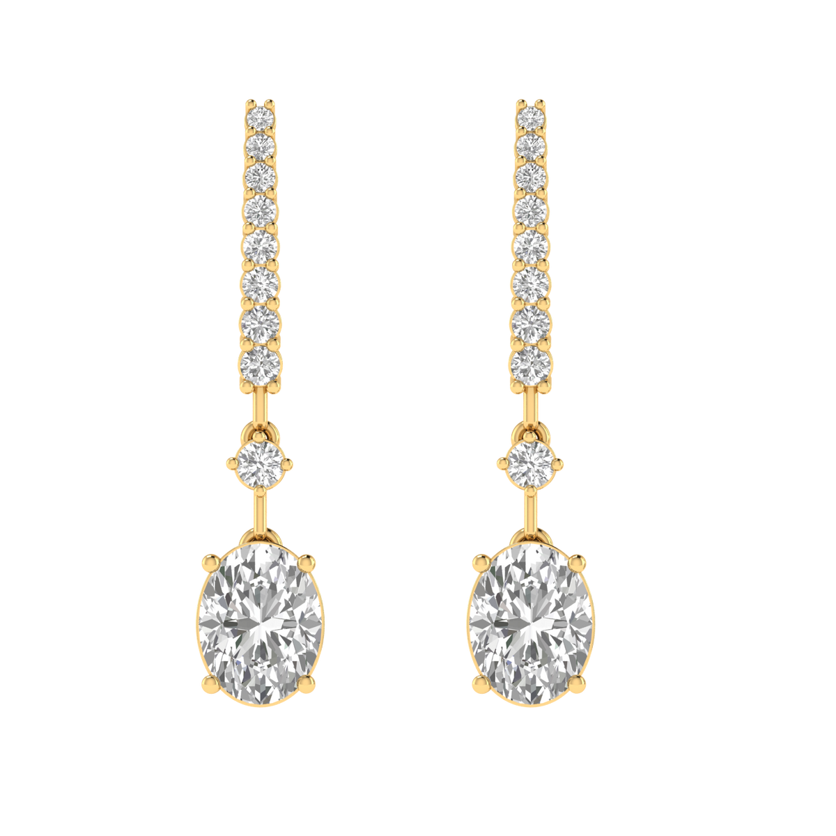 oval dangler earrings - Gold