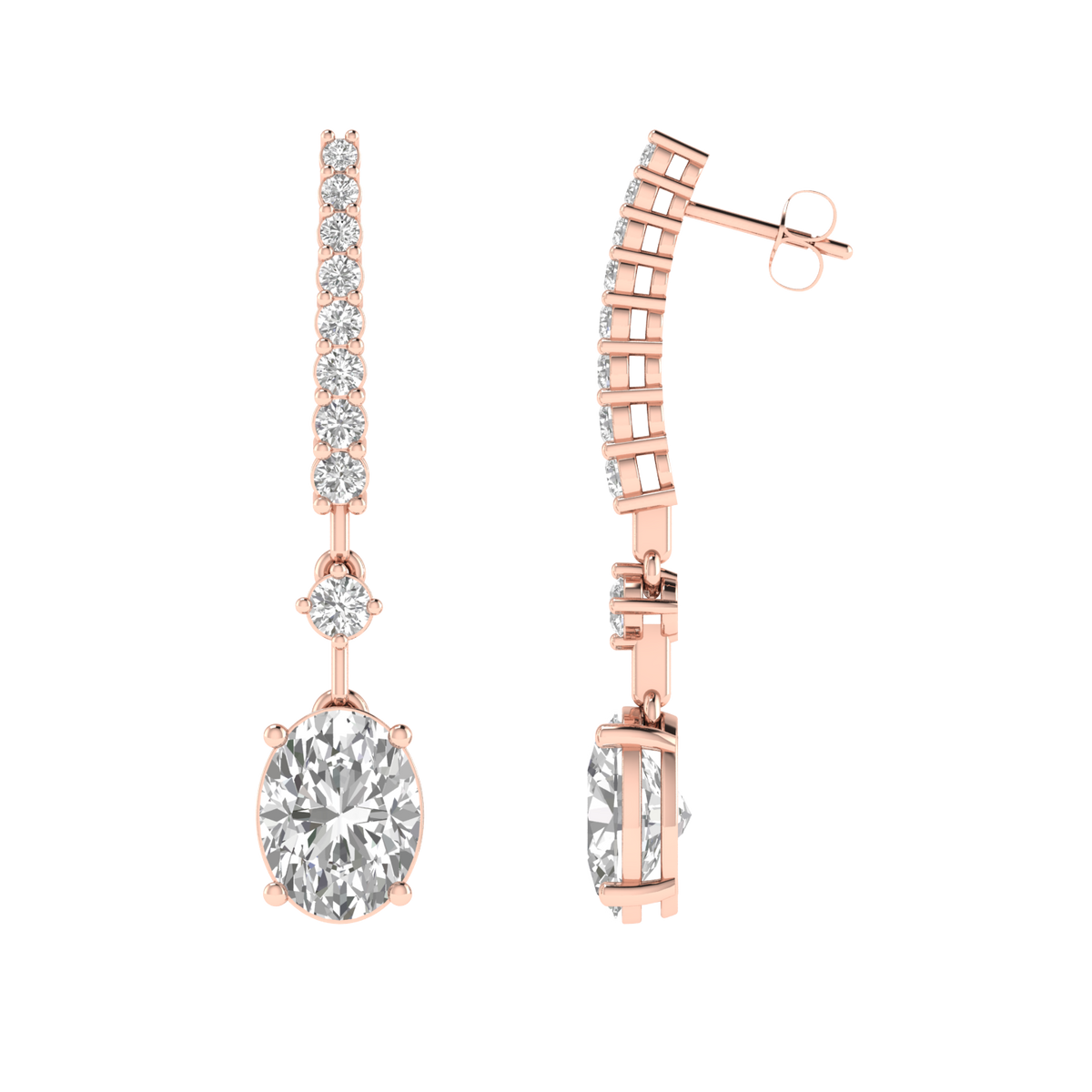 oval dangler earrings - Rose