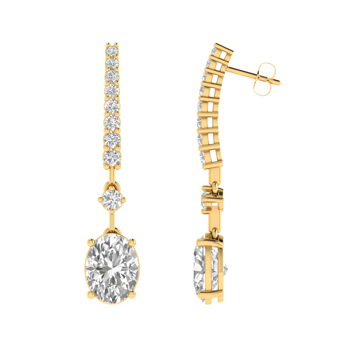 oval dangler earrings - Gold