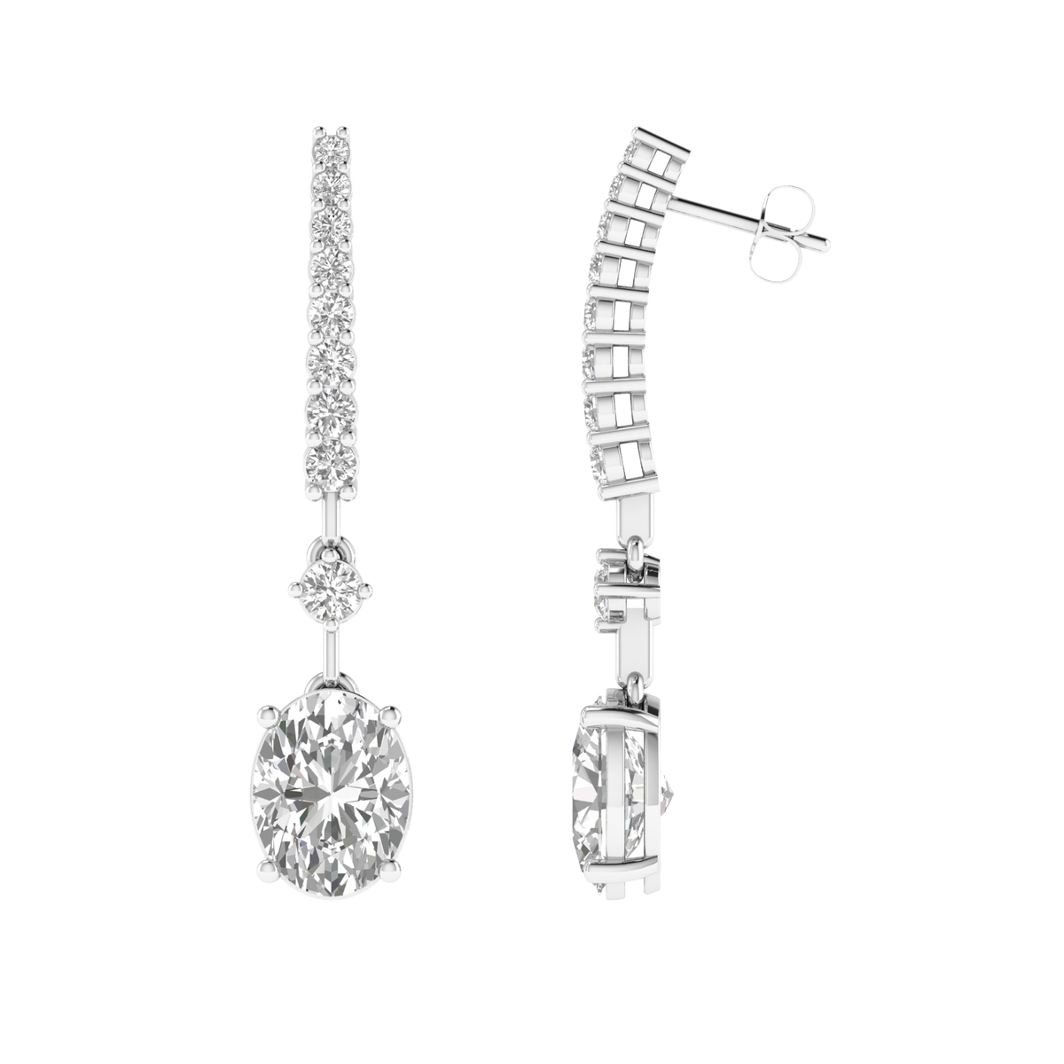 oval dangler earrings - White