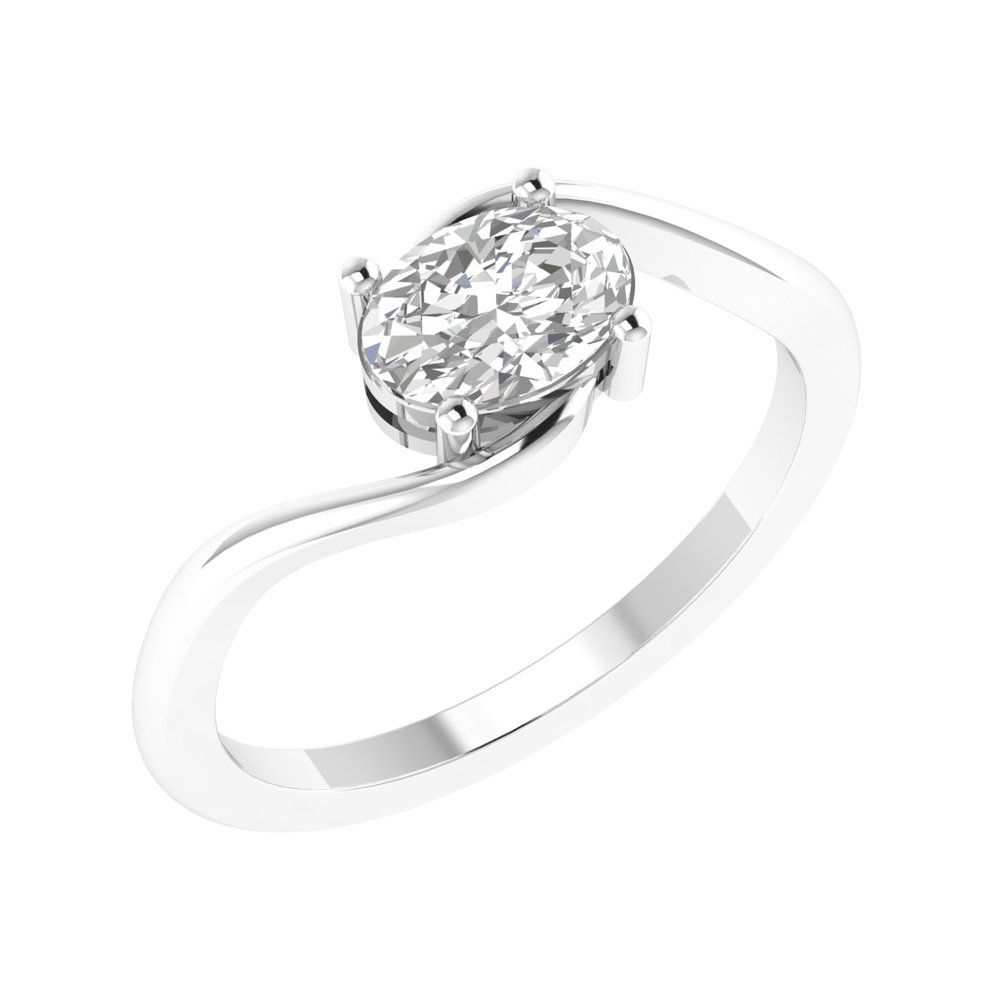 Oval Solitaire Ring - White
