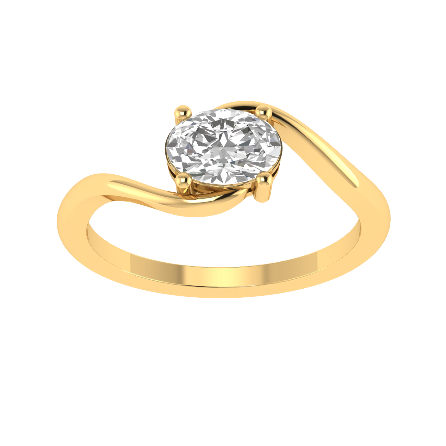 Oval Solitaire Ring - Gold
