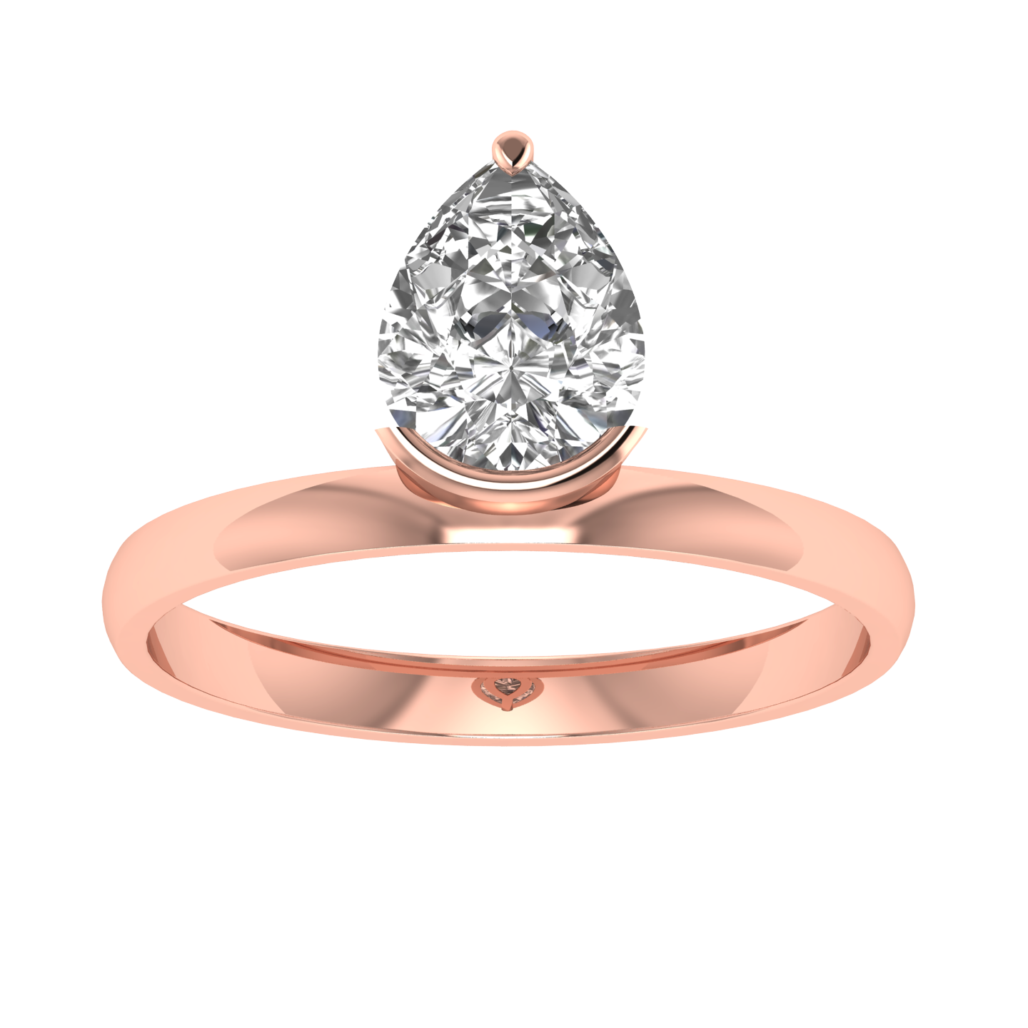 Pear Invisible Solitaire Ring - Rose