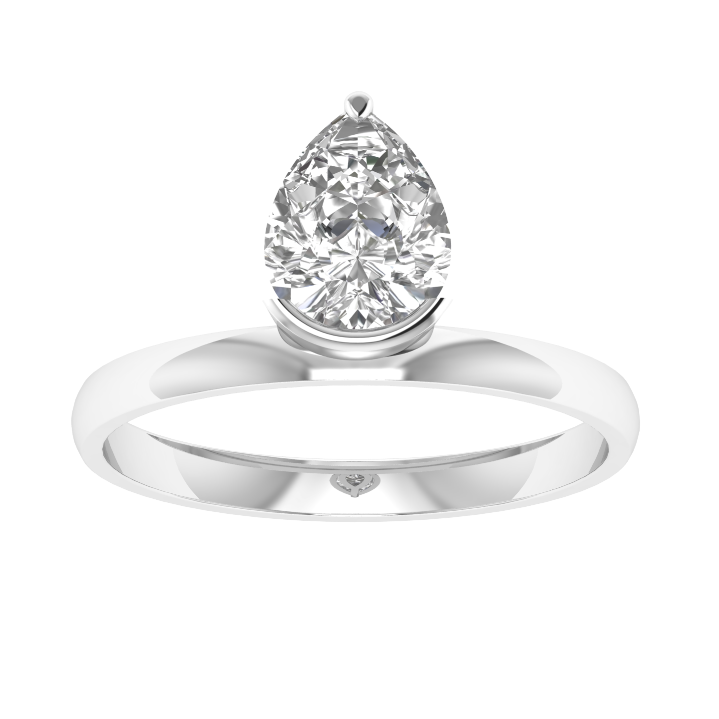 Pear Invisible Solitaire Ring - White