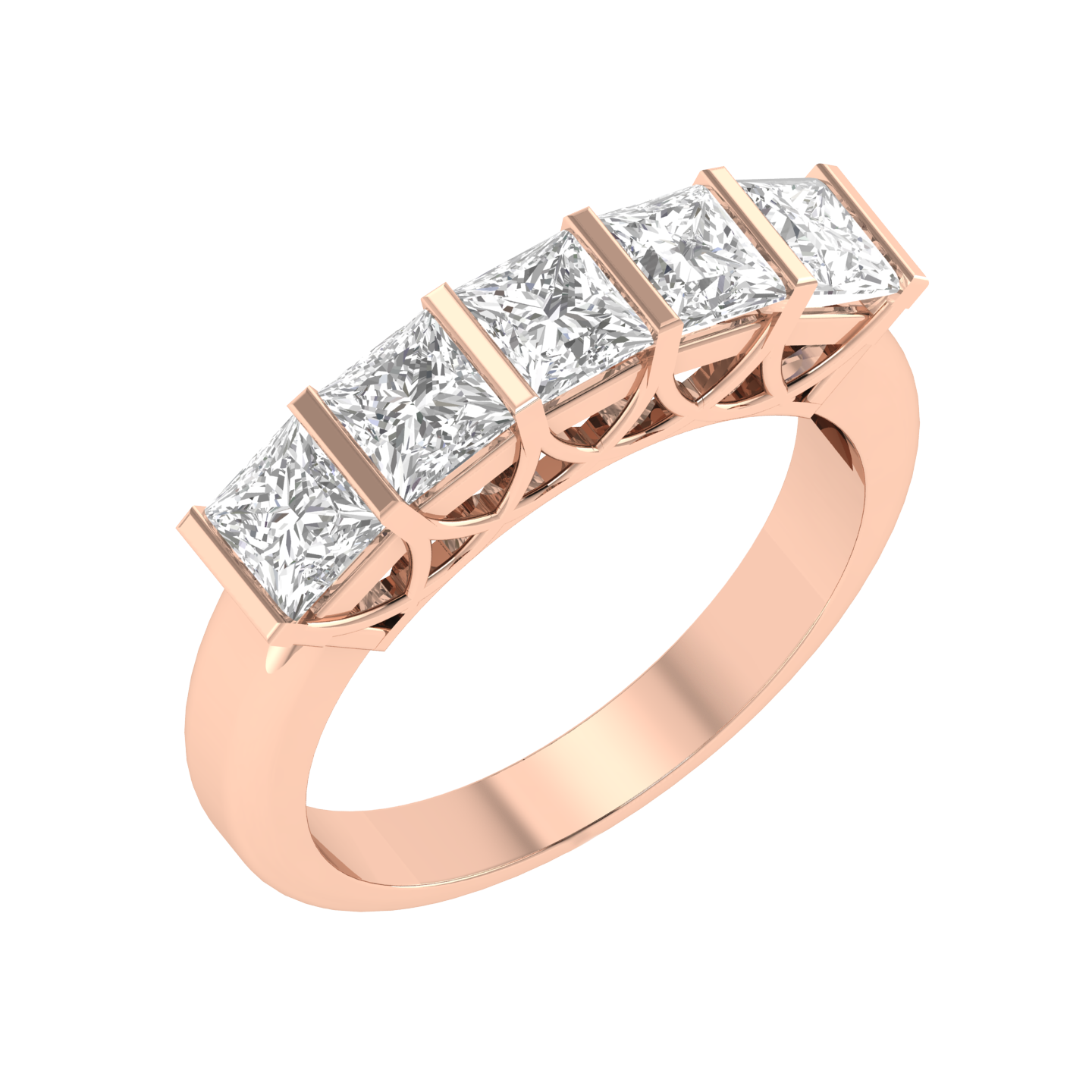 Princess Channel Half Eternity Ring - Rose