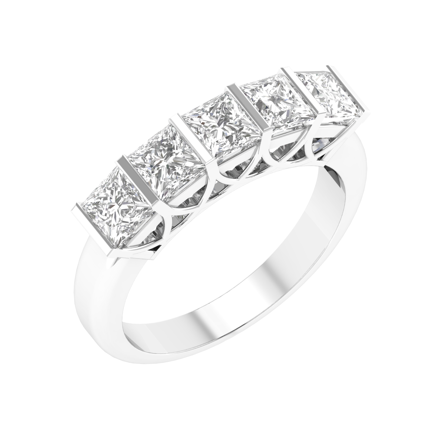 Princess Channel Half Eternity Ring - White