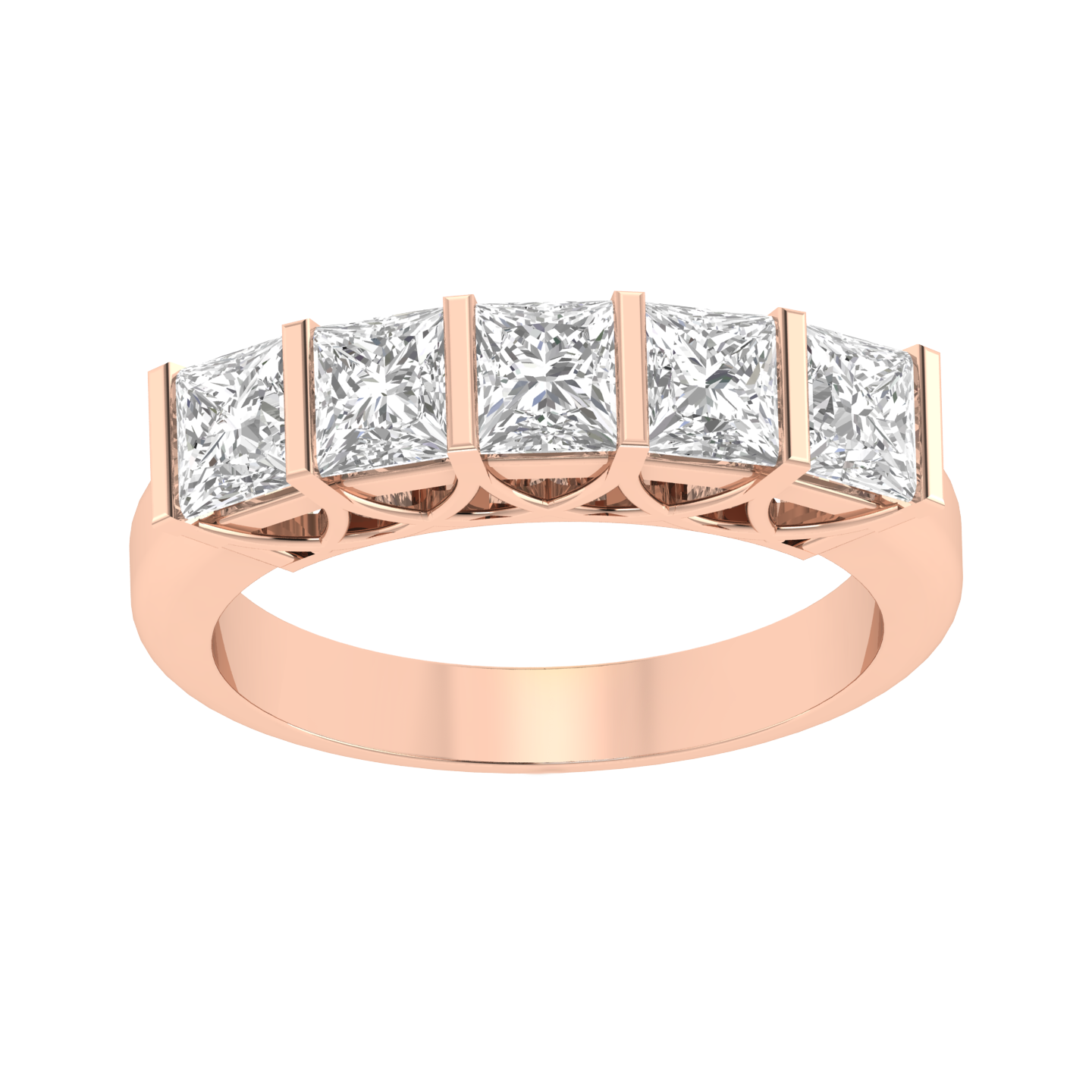 Princess Channel Half Eternity Ring - Rose