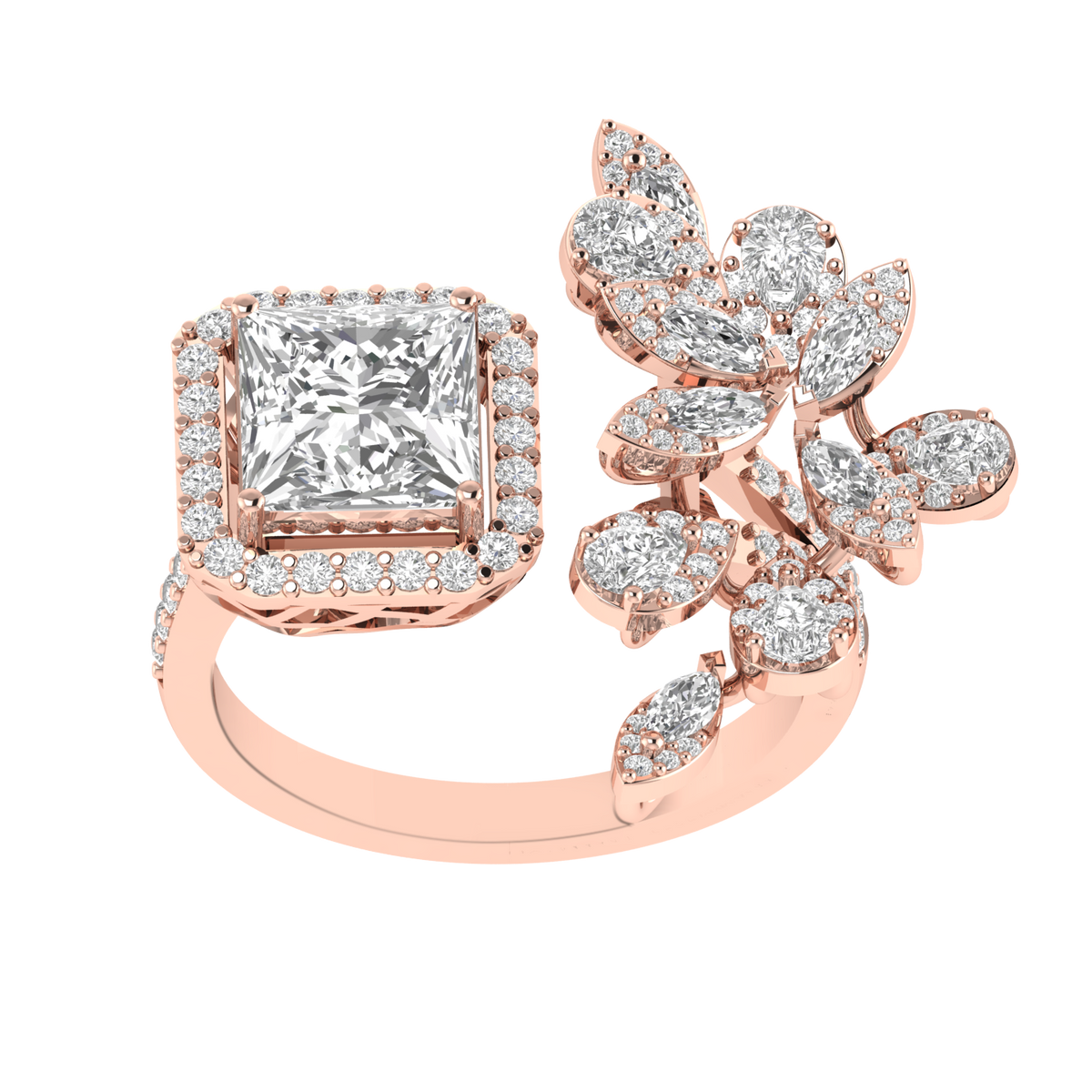 Princess Solitaire Cocktail Ring - Rose