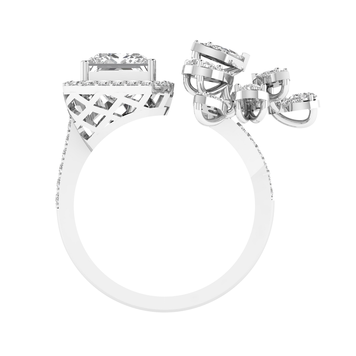 Princess Solitaire Cocktail Ring - White