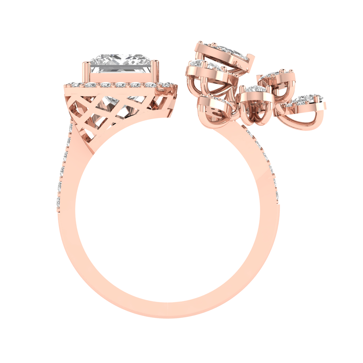 Princess Solitaire Cocktail Ring - Rose