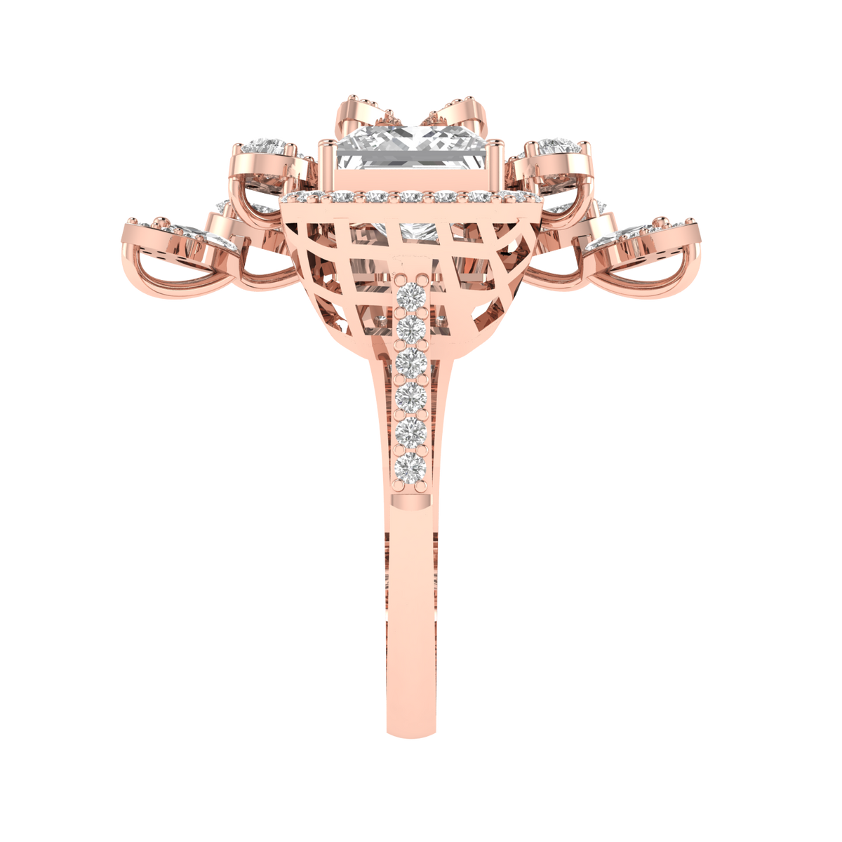 Princess Solitaire Cocktail Ring - Rose