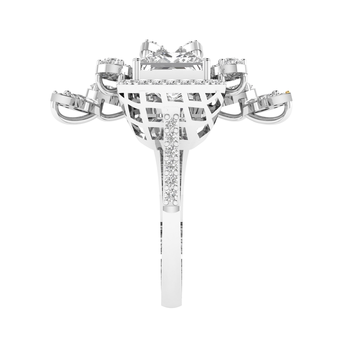 Princess Solitaire Cocktail Ring - White