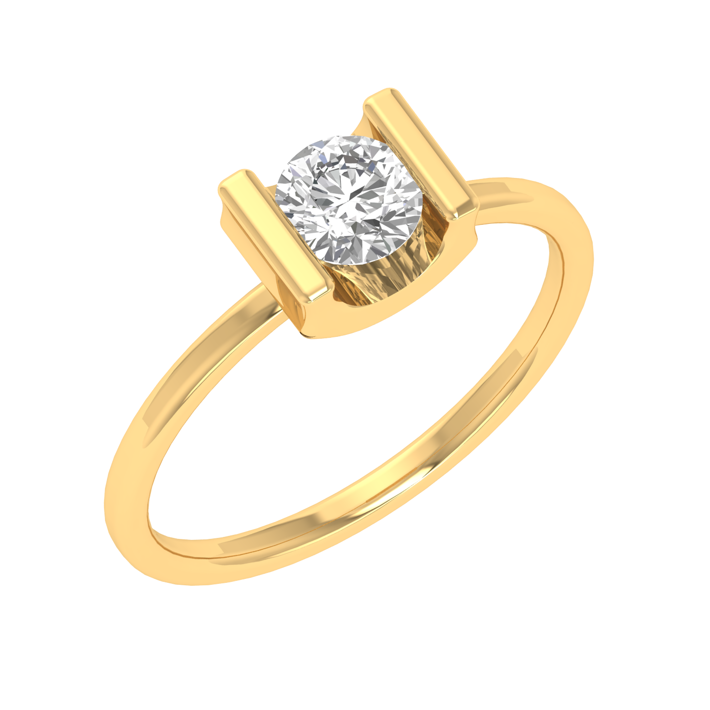Round Channel Ring - Gold