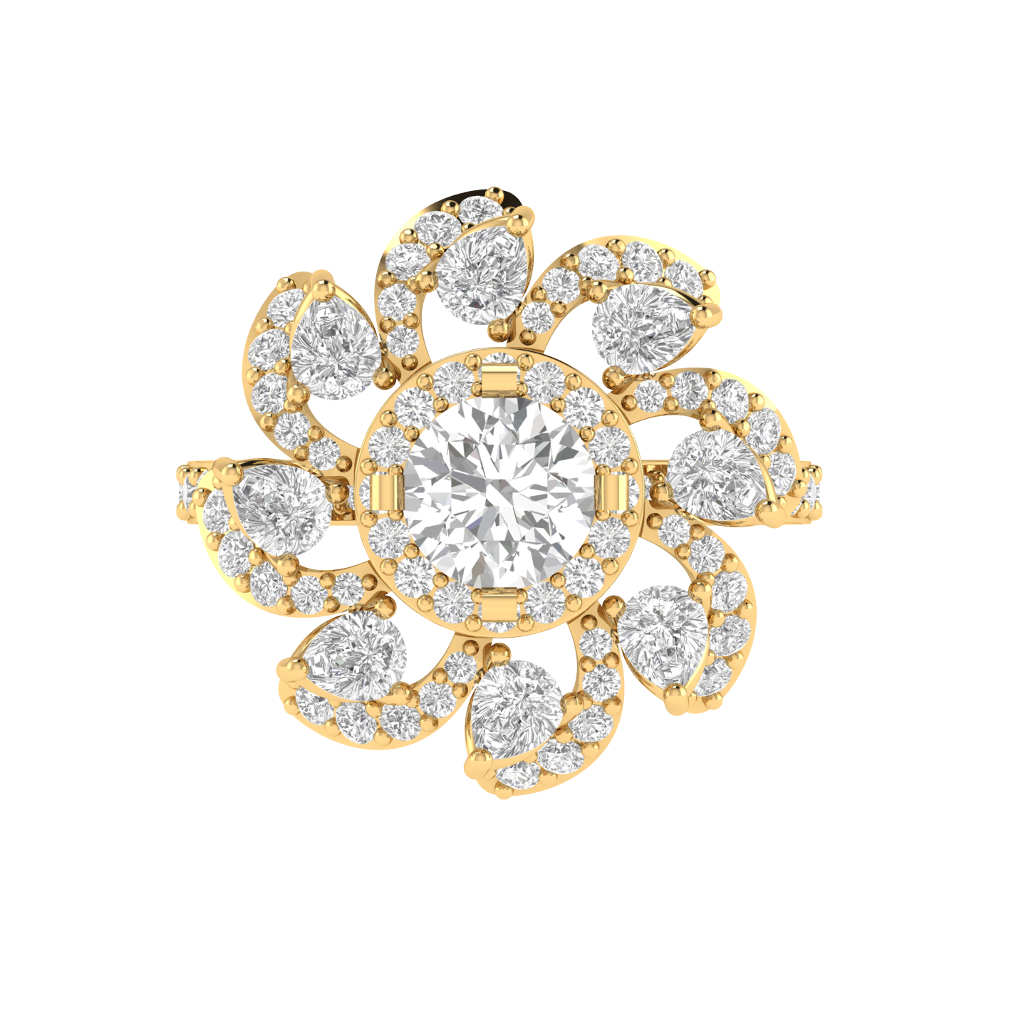 Round Flower Ring - Gold