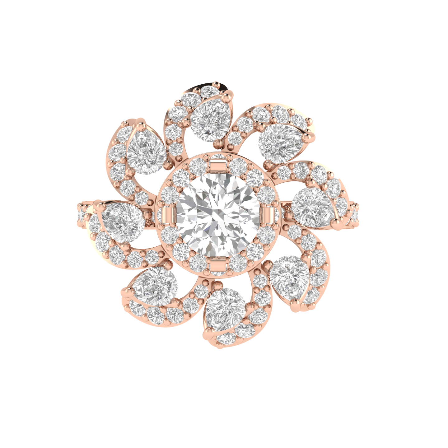 Round Flower Ring - Rose