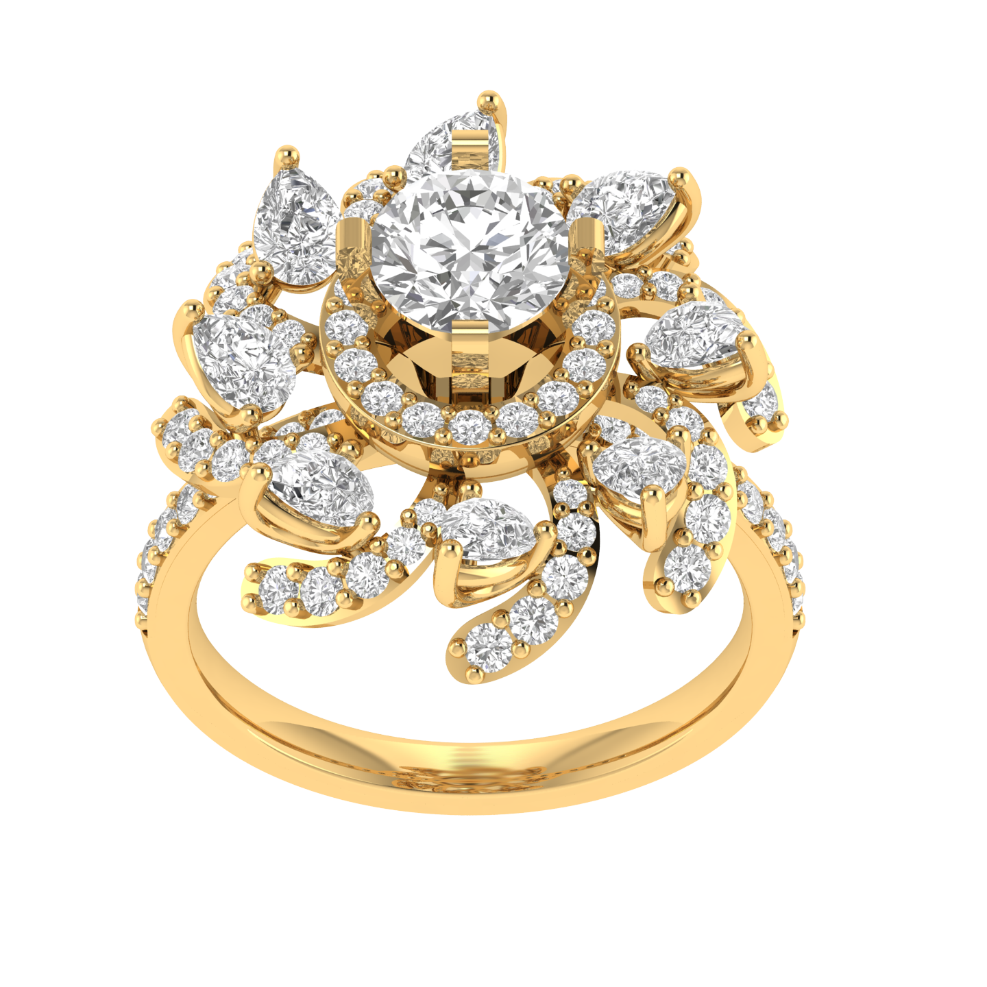 Round Flower Ring - Gold