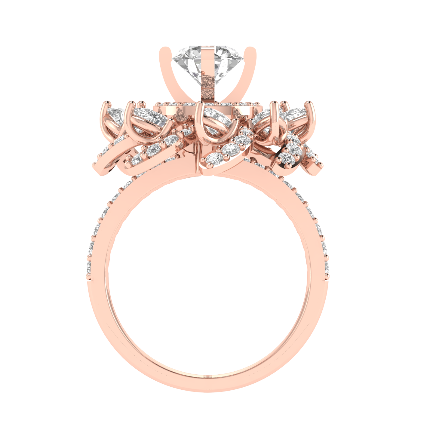 Round Flower Ring - Rose