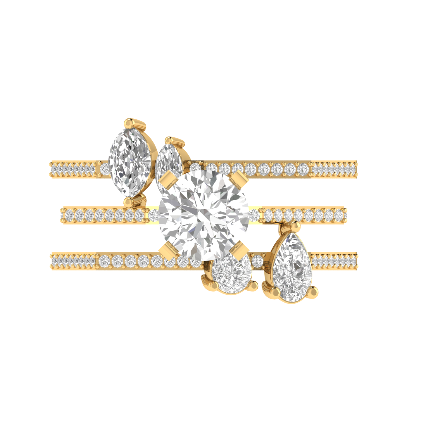 Round Hexagonal Shank Ring - Gold