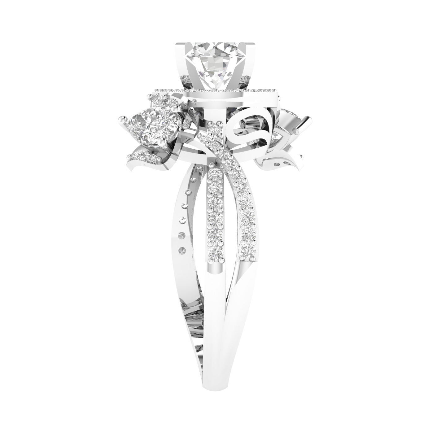 Round Lotus Ring - White