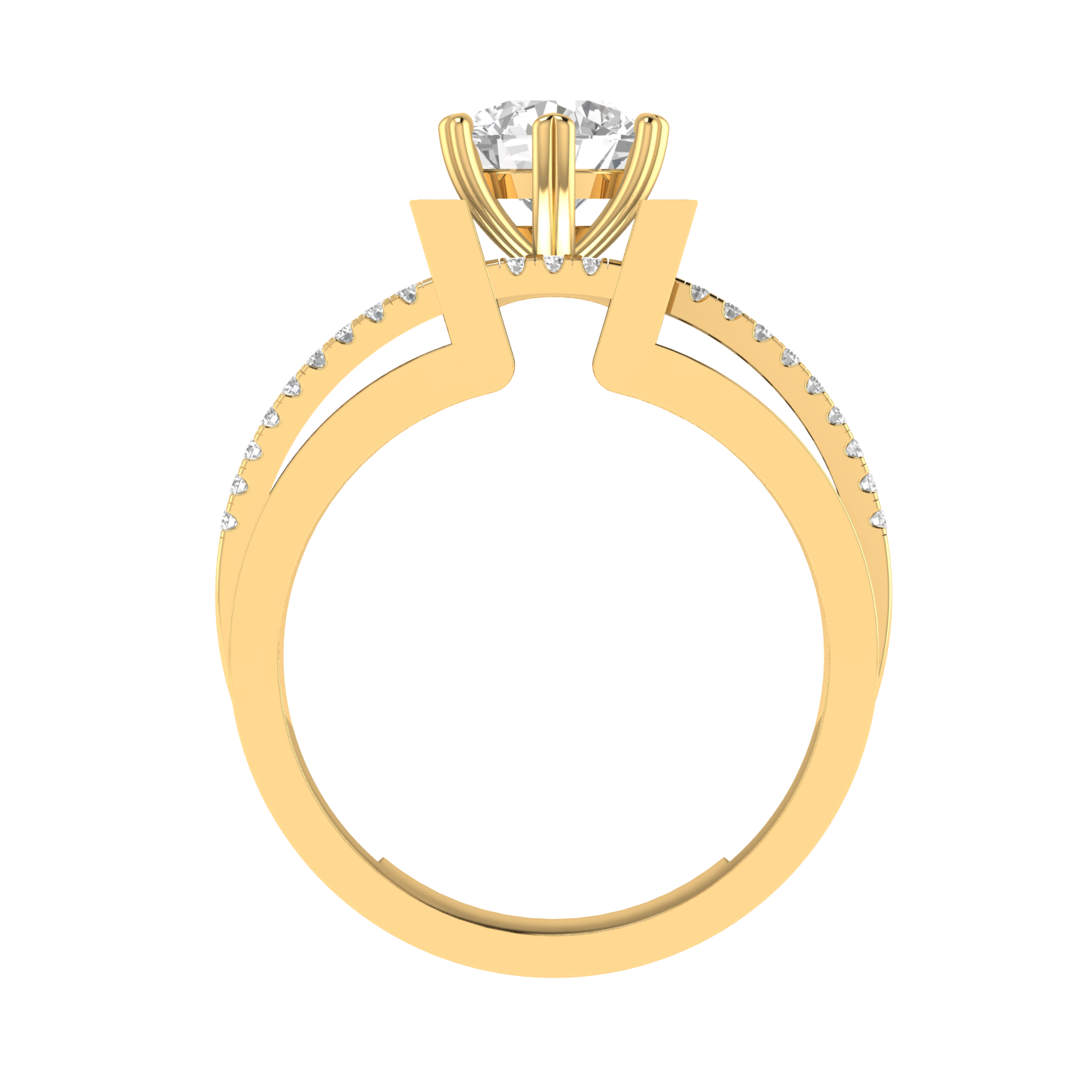 Round Solitaire Ring with Heart Prongs - Gold