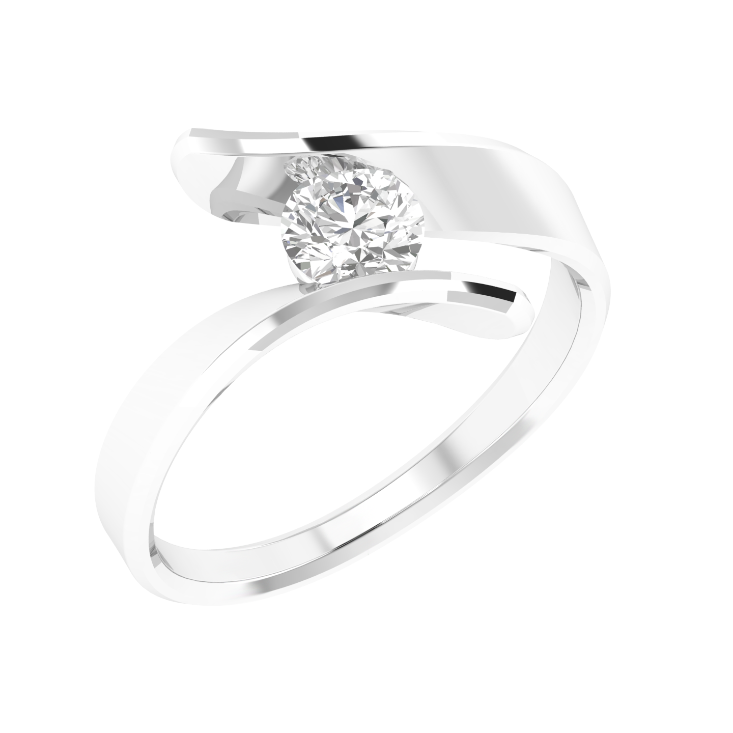 Round Split Shank Ring - White