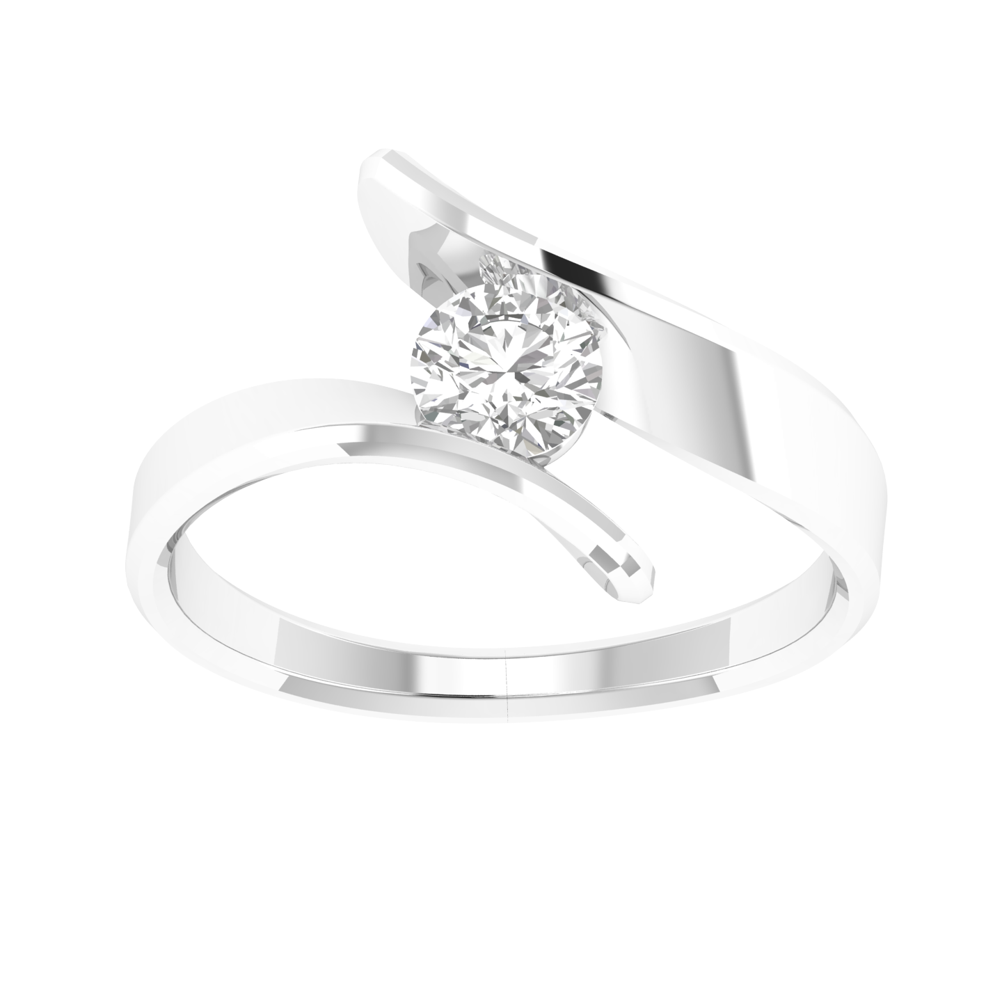 Round Split Shank Ring - White